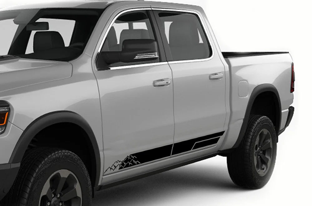Racing Bed Graphics Kit Vinyl Decal Compatible with Dodge Ram Crew Cab 1500