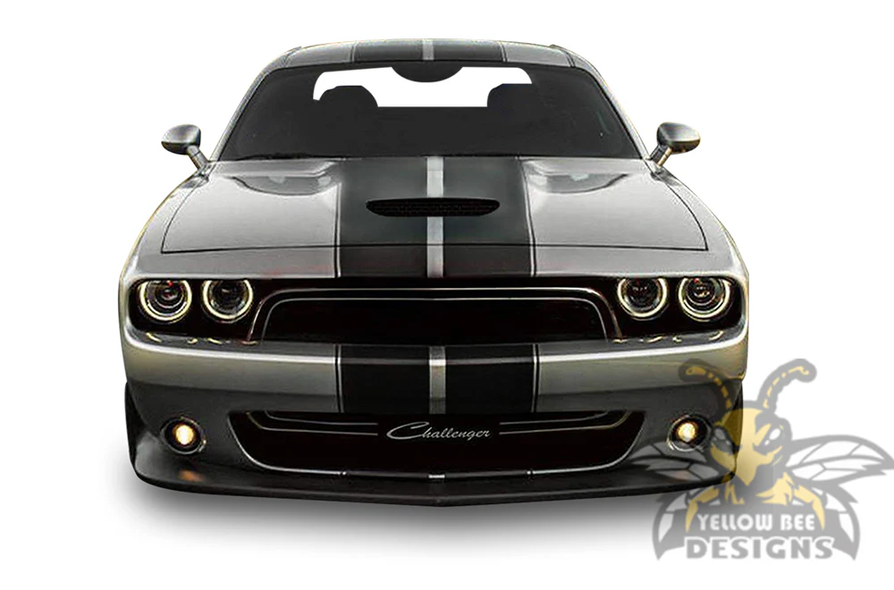 Rally Full Stripes Graphics Vinyl Decal Compatible with Dodge Challenger - Image 2