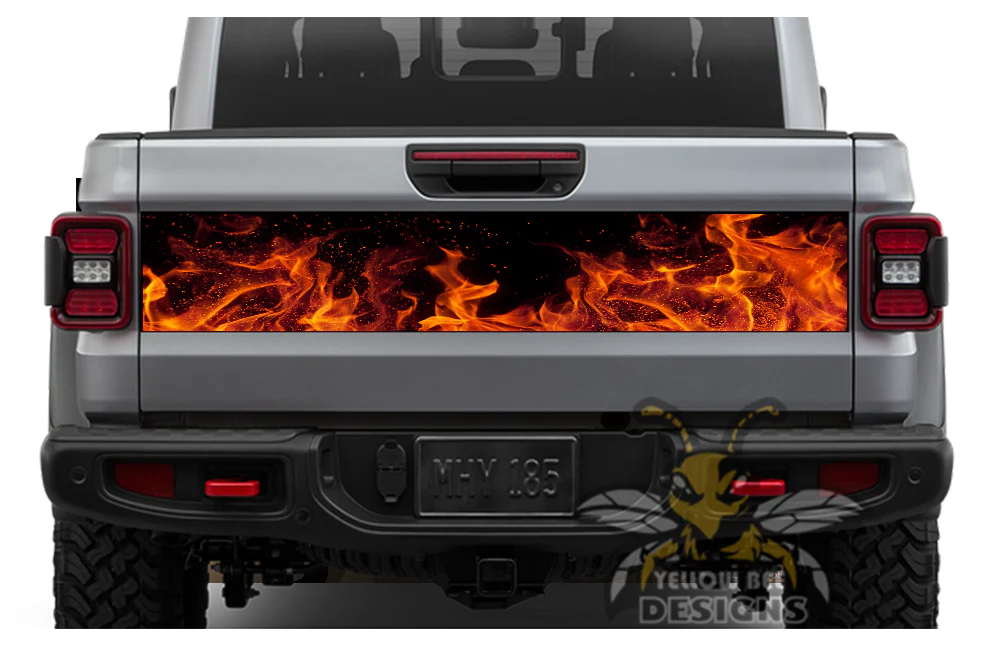 Red Flames Tailgate Door Decals Vinyl Compatible with Jeep JT Gladiator 4 Door (8x53 inches) - Image 2
