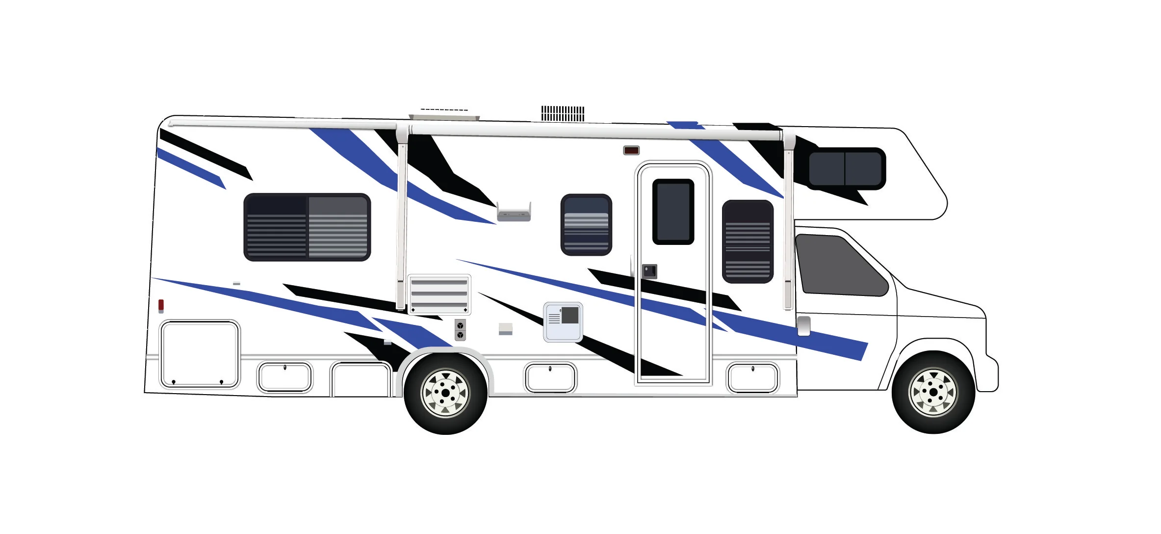 Replacement Decals Compatible With Motorhome Class C Jayco Redhawk 28ft Black-Blue