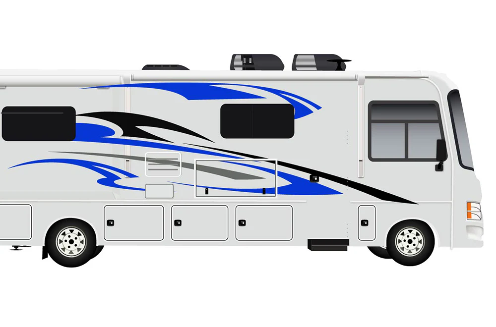 Replacement Decals, Motorhome Graphics Vinyl compatible with 2015 Winnebago vista 26F Blue, Black, Grey