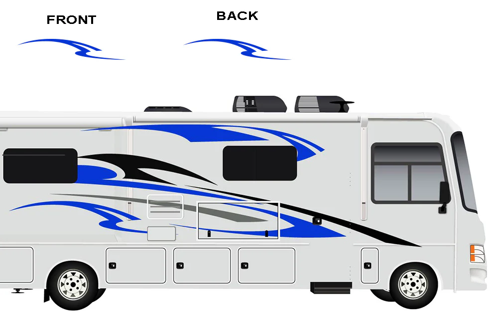 Replacement Decals, Motorhome Graphics Vinyl compatible with 2015 Winnebago vista 26F Blue, Black, Grey - Image 2