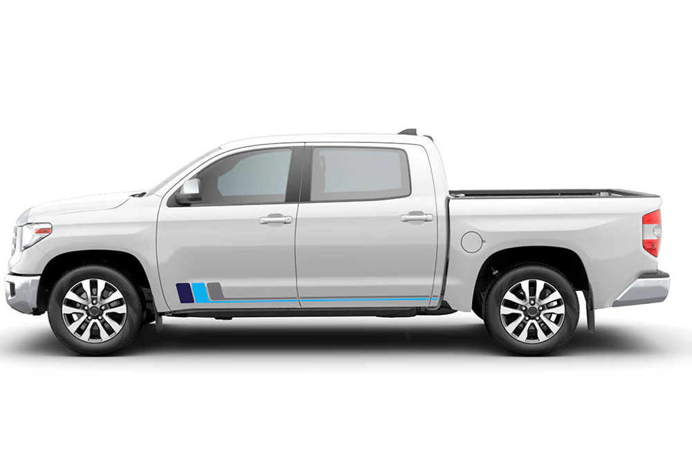 Retro Blue Side Stripes Graphics Vinyl Decals Compatible with Toyota Tundra