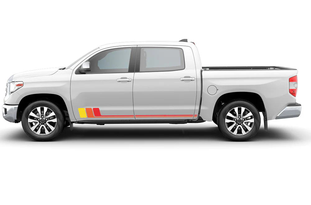 Retro Color Side Stripes Graphics Vinyl Decals Compatible with Toyota Tundra