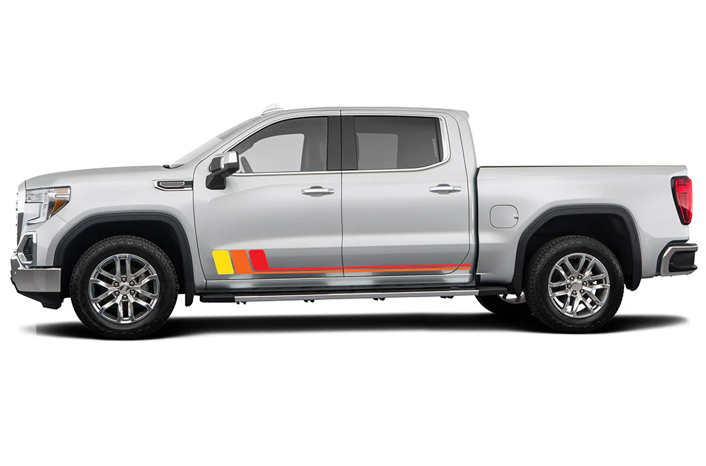 Retro doors stripes Graphics Vinyl Decals Compatible with GMC Sierra Crew Cab