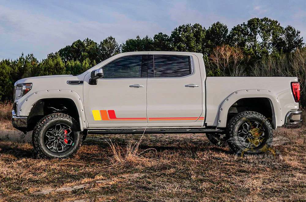 Retro doors stripes Graphics Vinyl Decals Compatible with GMC Sierra Crew Cab - Image 2