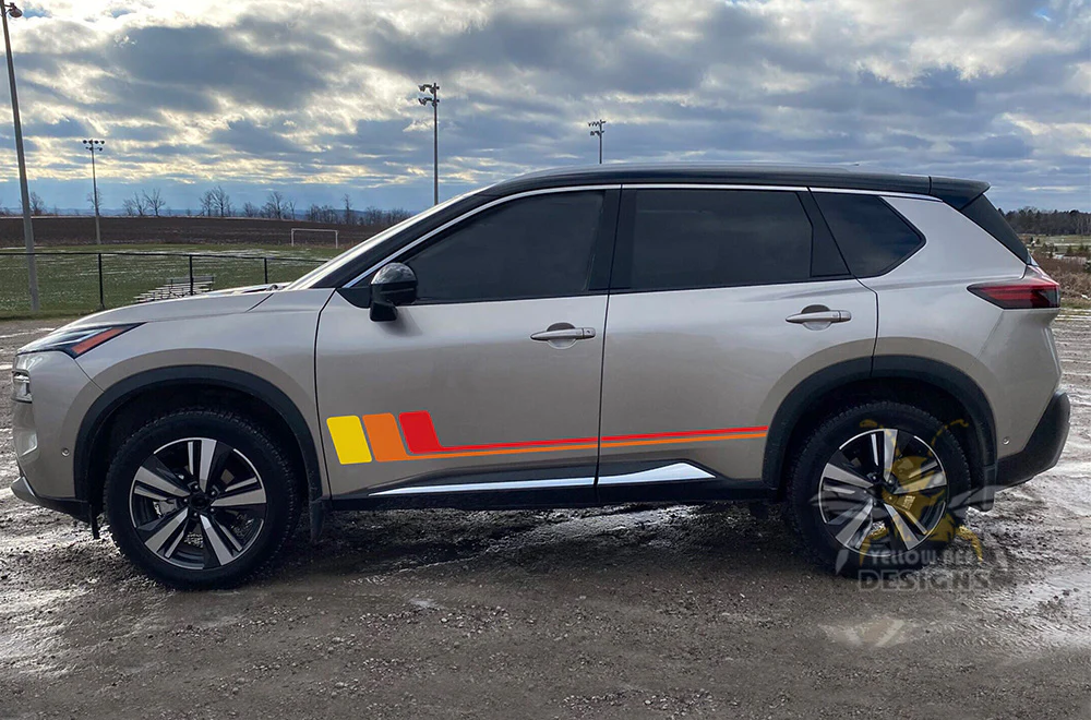 Retro Side Door Stripes Graphics Vinyl Decals Compatible with Nissan Rogue - Image 2