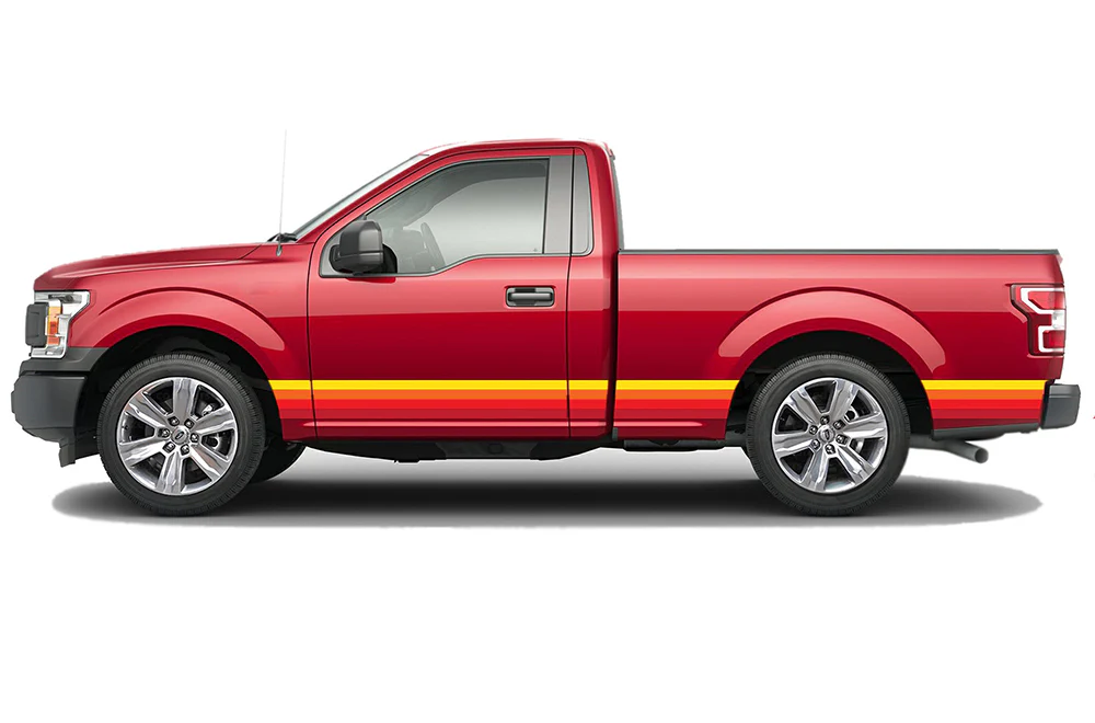 Retro Side Graphics Vinyl Decals Compatible with Ford F150 Regular Cab
