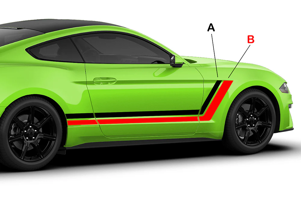 Retro Side Stripes Graphics Vinyl Decals Compatible with Ford Mustang