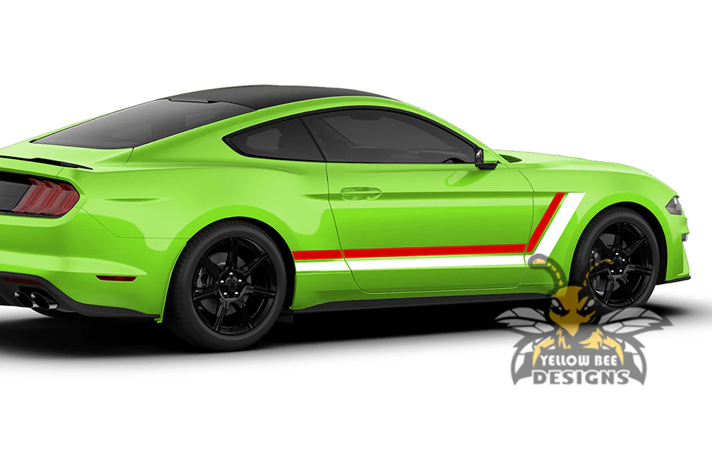 Retro Side Stripes Graphics Vinyl Decals Compatible with Ford Mustang - Image 2