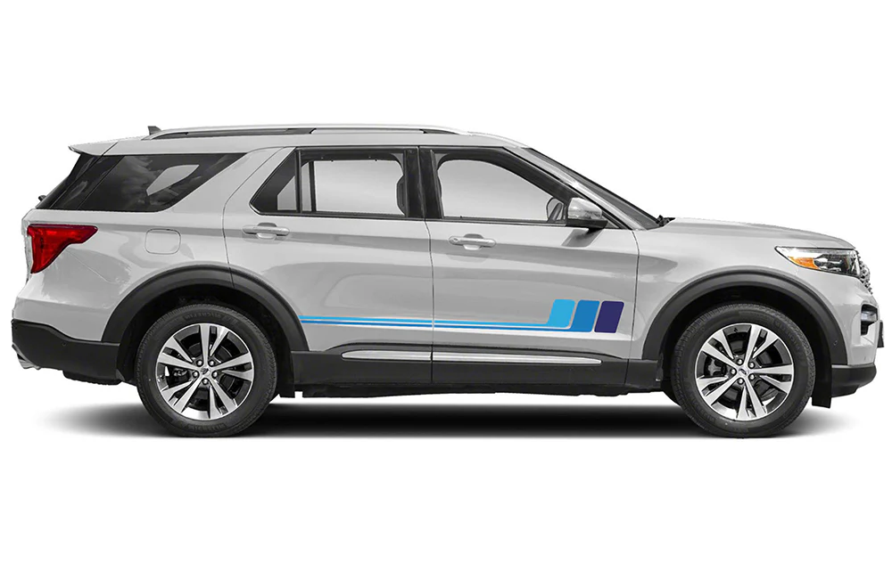 Retro Stripes Blue Shades Graphics Vinyl Decals Compatible with Ford Explorer