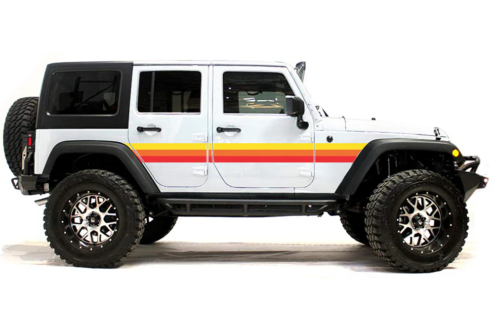 Retro Stripes Graphics Vinyl Decal Compatible with Jeep JK Wrangler 2007-2018
