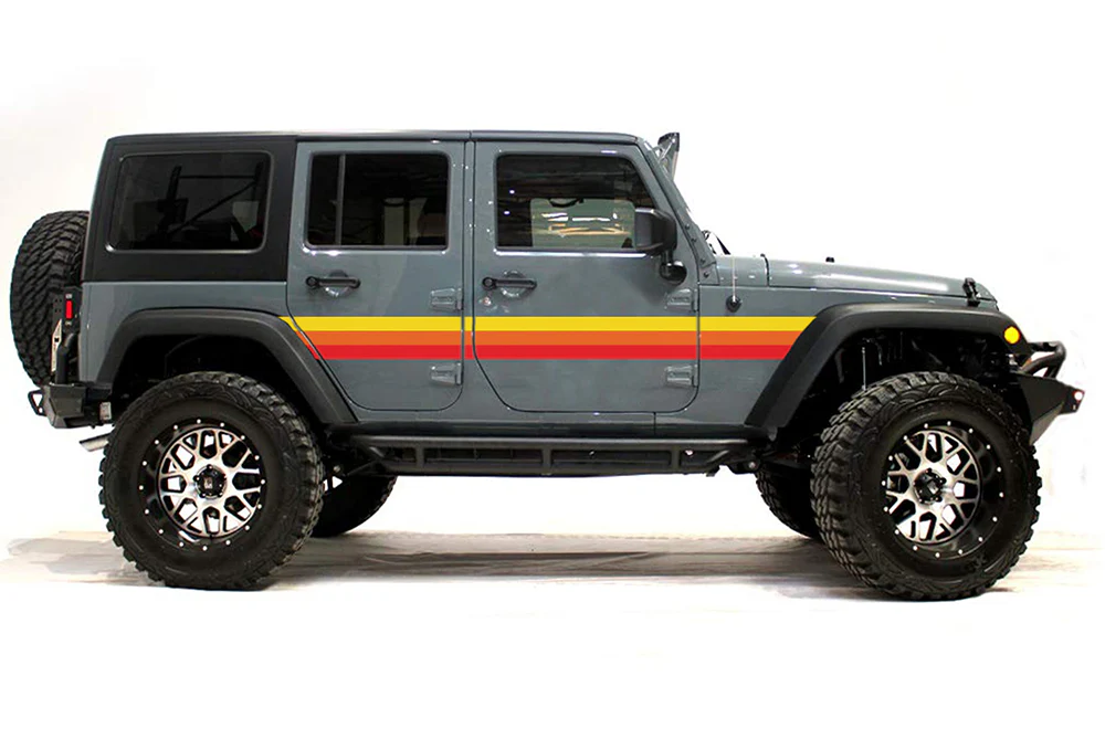 Retro Stripes Graphics Vinyl Decal Compatible with Jeep JK Wrangler 2007-2018 - Image 2