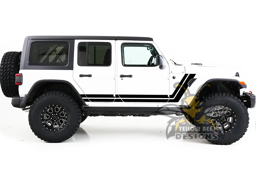 Retro Stripes Graphics Vinyl Decals Compatible with Jeep JL Wrangler - Image 2