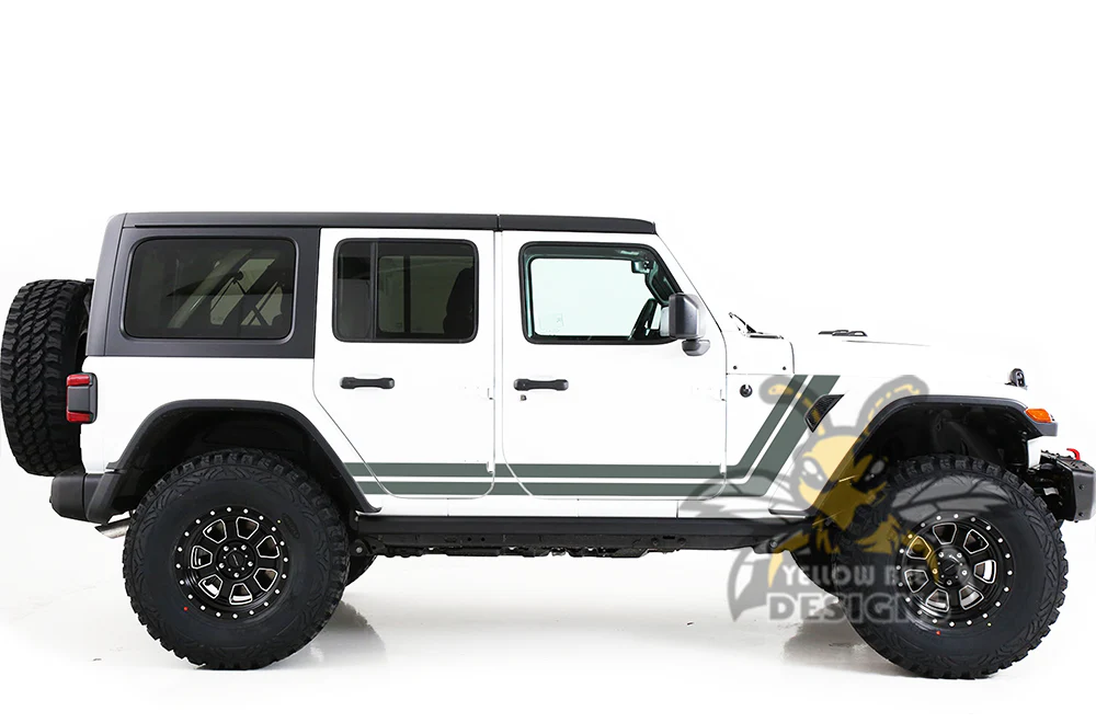 Retro Stripes Graphics Vinyl Decals Compatible with Jeep JL Wrangler - Image 3