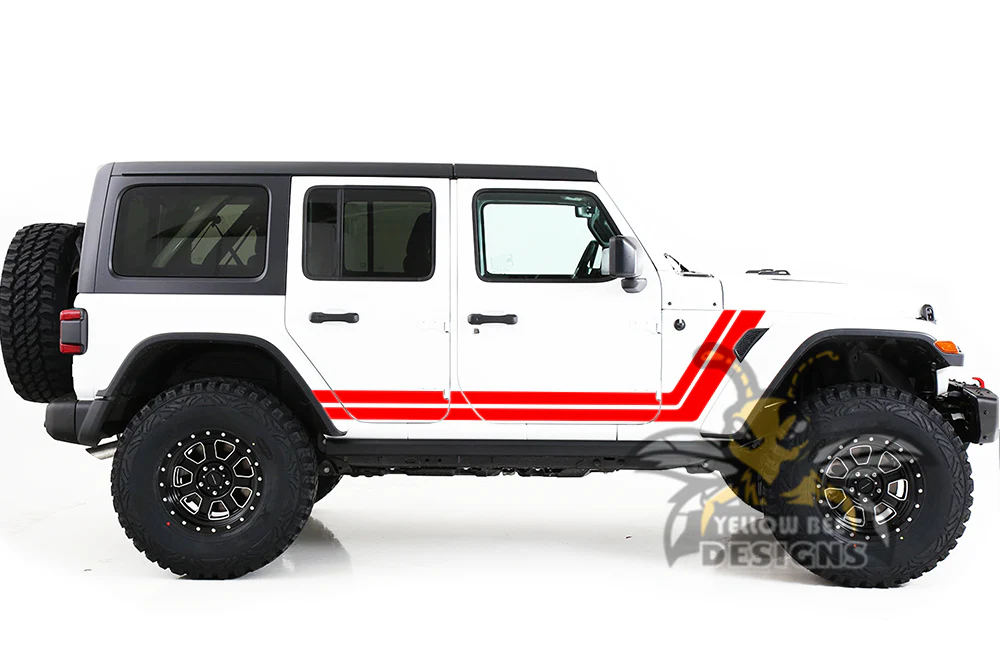 Retro Stripes Graphics Vinyl Decals Compatible with Jeep JL Wrangler - Image 4