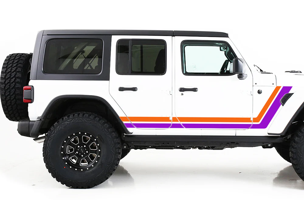 Retro Stripes Graphics Vinyl Decals (Orange - Pink) Compatible with Jeep JL Wrangler
