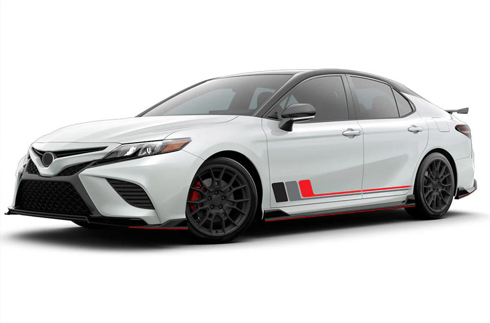 Retro Stripes Red Grey Black Graphics Vinyl Compatible decals for Toyota Camry