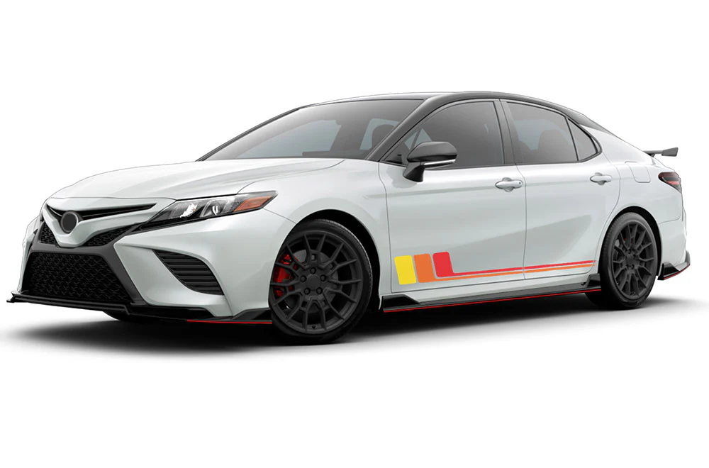 Retro Stripes Red Orange Yellow Graphics Vinyl Compatible decals for Toyota Camry