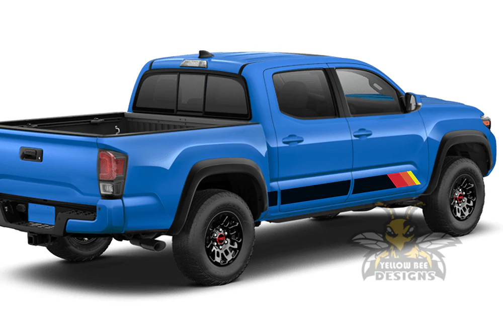 Rocker Retro Color Stripes Graphics Vinyl Decals Compatible with Toyota Tacoma - Image 3