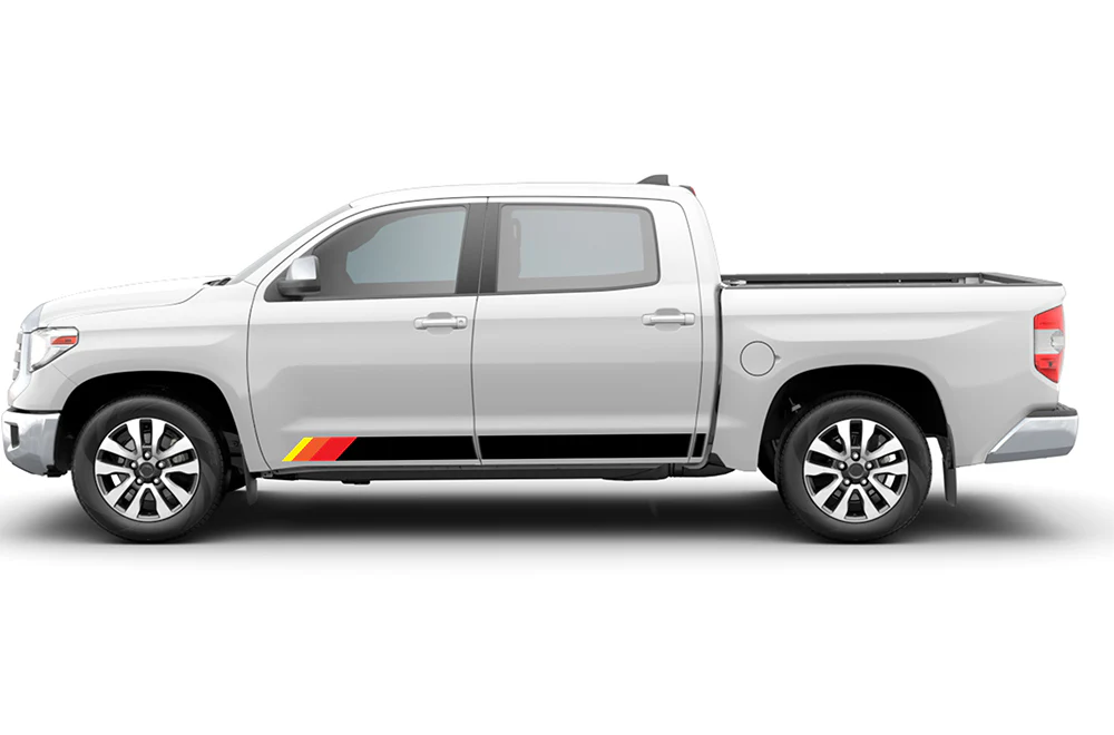 Rocker Retro Color Stripes Graphics Vinyl Decals Compatible with Toyota Tundra