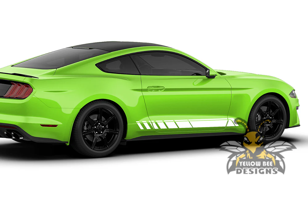Rocker Side Stripes Vinyl Graphics Decals Compatible with Ford Mustang - Image 2