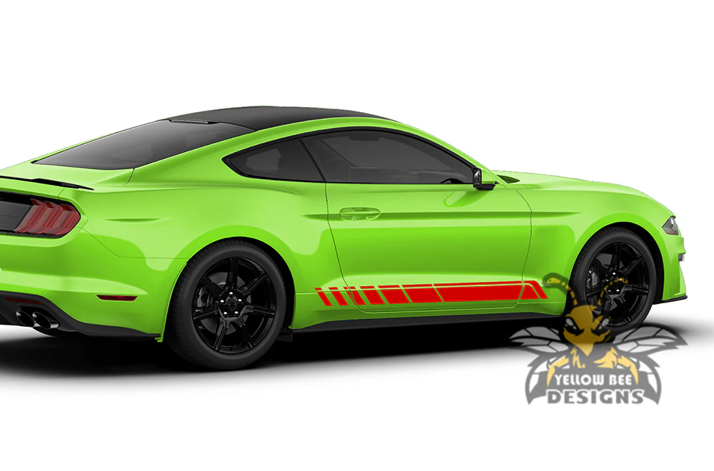Rocker Side Stripes Vinyl Graphics Decals Compatible with Ford Mustang - Image 3