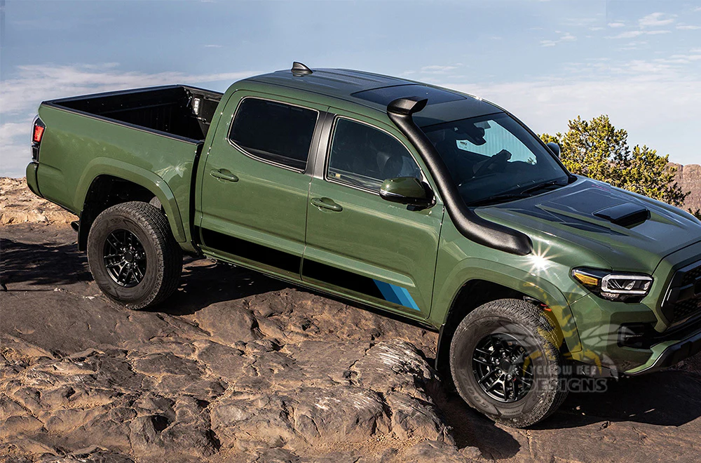 Rocker Triple Blue Color Stripes Graphics Vinyl Decals Compatible with Toyota Tacoma - Image 2