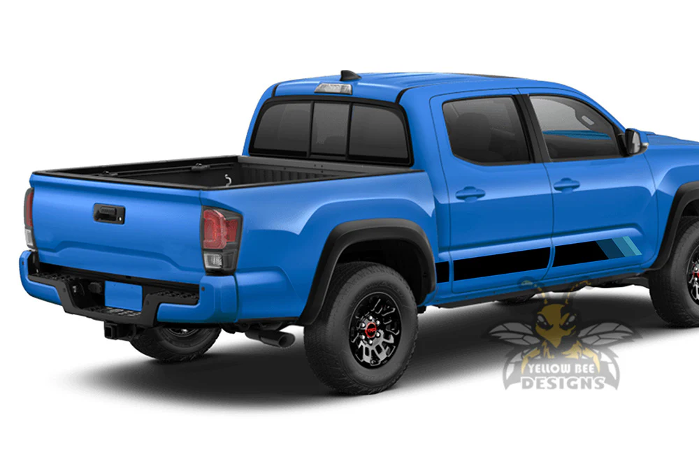 Rocker Triple Blue Color Stripes Graphics Vinyl Decals Compatible with Toyota Tacoma - Image 3