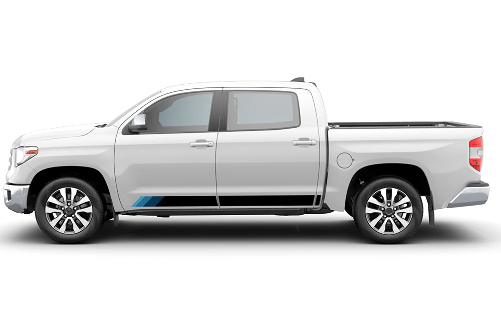 Rocker Triple Blue Color Stripes Graphics Vinyl Decals Compatible with Toyota Tundra