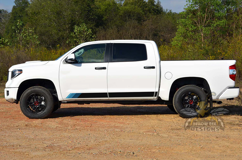 Rocker Triple Blue Color Stripes Graphics Vinyl Decals Compatible with Toyota Tundra - Image 2