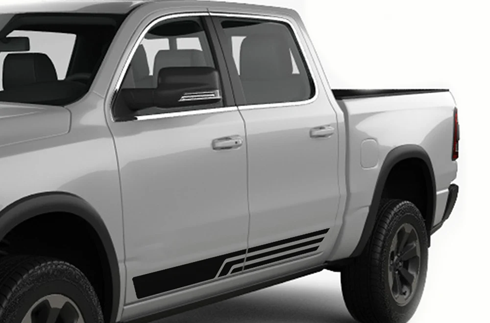 Rocker Lines Stripes Graphics Kit Vinyl Decal Compatible with Dodge Ram 1500 Crew Cab