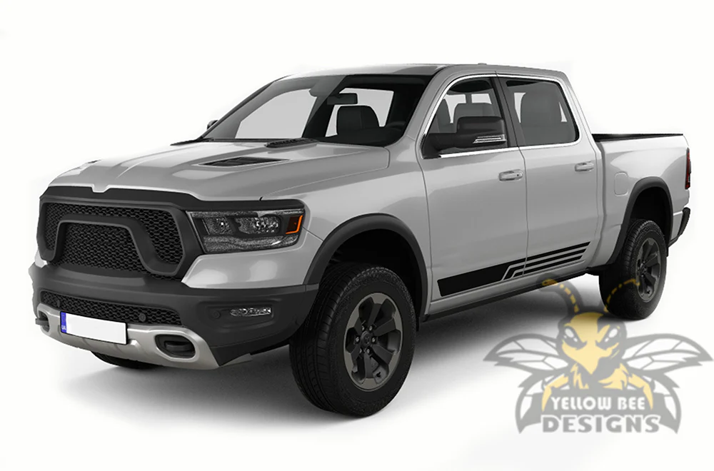 Rocker Lines Stripes Graphics Kit Vinyl Decal Compatible with Dodge Ram 1500 Crew Cab - Image 2