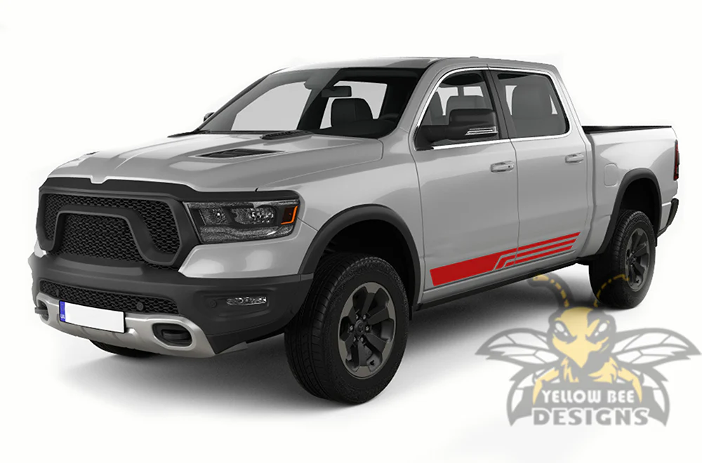 Rocker Lines Stripes Graphics Kit Vinyl Decal Compatible with Dodge Ram 1500 Crew Cab - Image 3