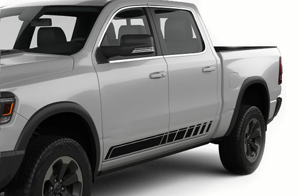 Rocker Side Stripes Graphics Kit Vinyl Decal Compatible with Dodge Ram 1500 Crew Cab