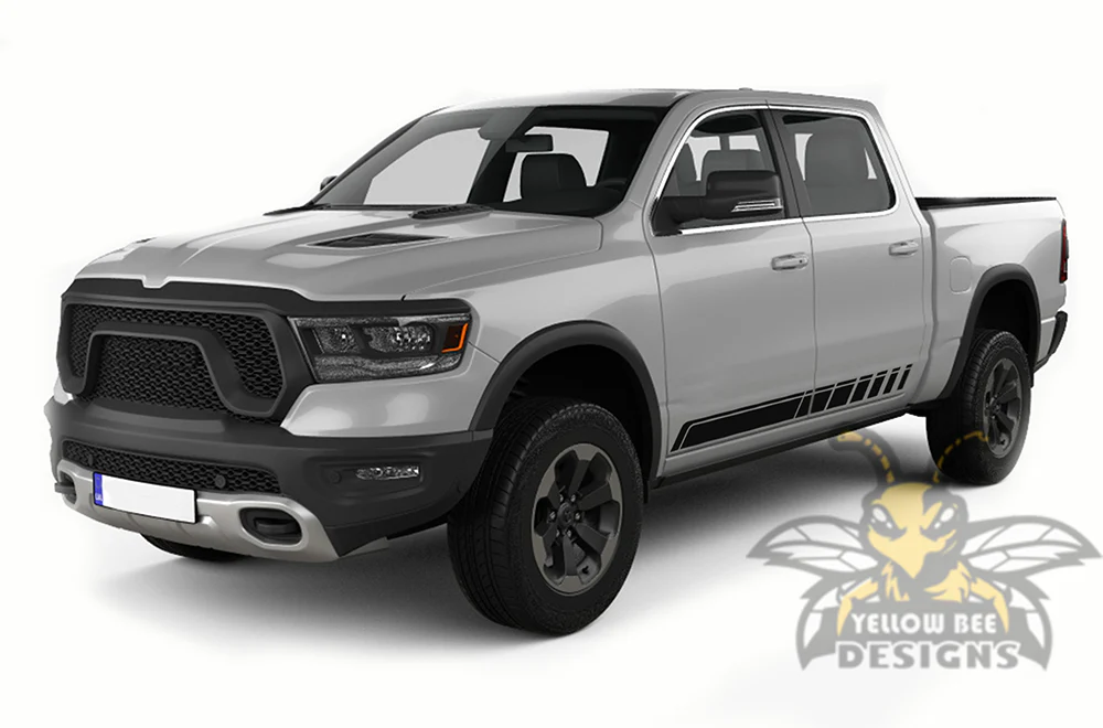 Rocker Side Stripes Graphics Kit Vinyl Decal Compatible with Dodge Ram 1500 Crew Cab - Image 2