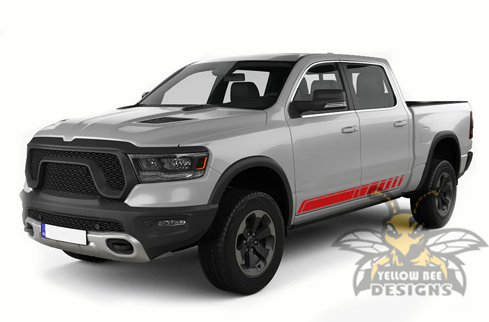 Rocker Side Stripes Graphics Kit Vinyl Decal Compatible with Dodge Ram 1500 Crew Cab - Image 3