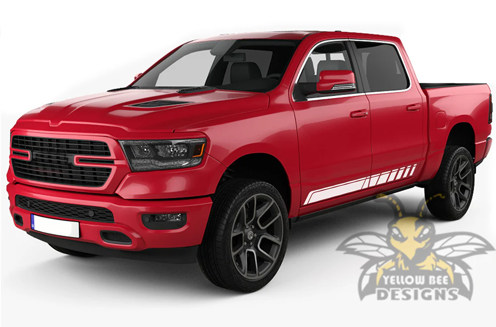 Rocker Side Stripes Graphics Kit Vinyl Decal Compatible with Dodge Ram 1500 Crew Cab - Image 4