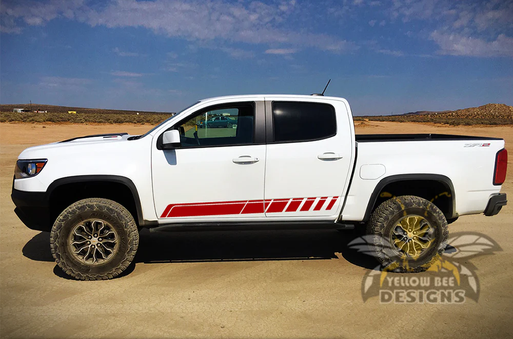 Rocket Side Stripes Graphics Vinyl Decals Compatible with Chevrolet Colorado Crew Cab - Image 4
