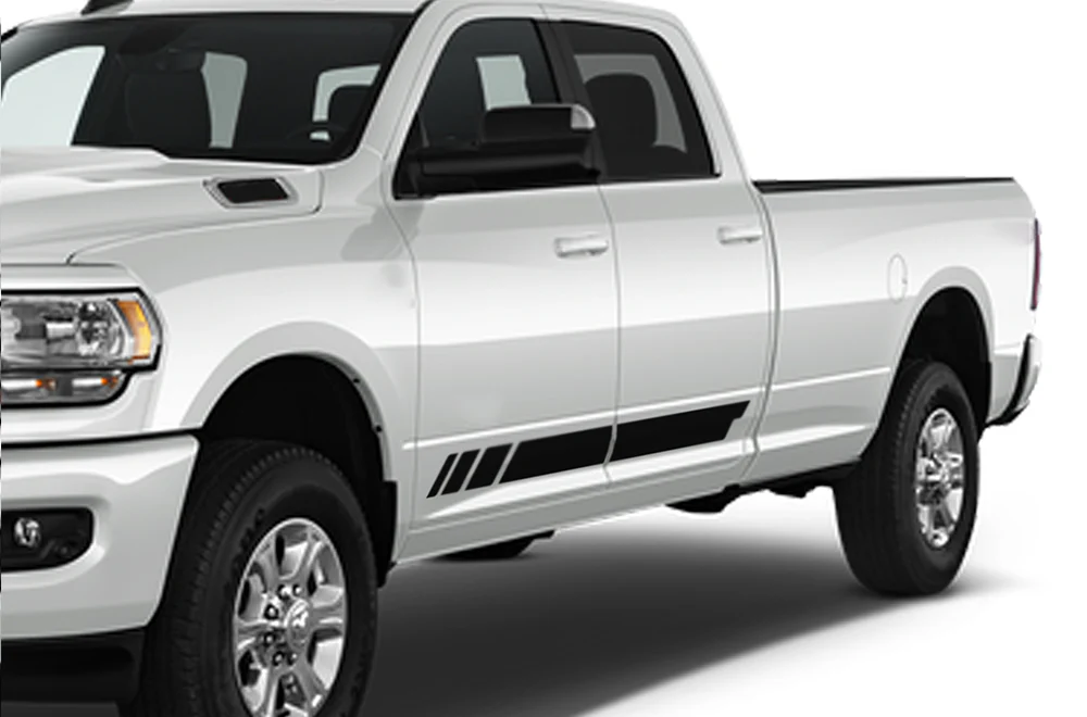 Rocker Side Stripes Graphics Vinyl Decals Compatible with Dodge Ram Crew Cab 3500 Bed 8”