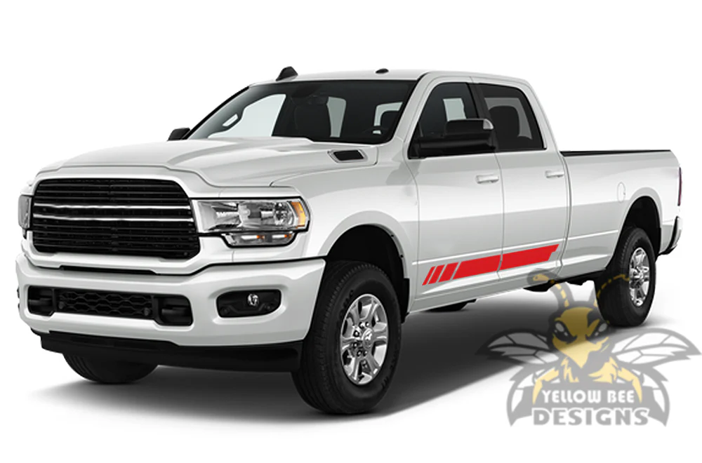 Rocker Side Stripes Graphics Vinyl Decals Compatible with Dodge Ram Crew Cab 3500 Bed 8” - Image 3