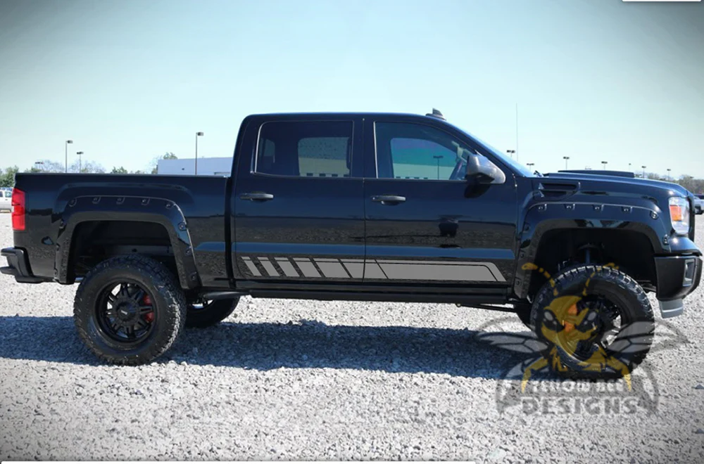 Rocket Side Stripes Graphics Vinyl Decals Compatible with GMC Sierra Crew Cab - Image 3