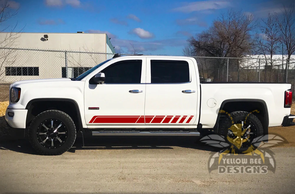 Rocket Side Stripes Graphics Vinyl Decals Compatible with GMC Sierra Crew Cab - Image 4