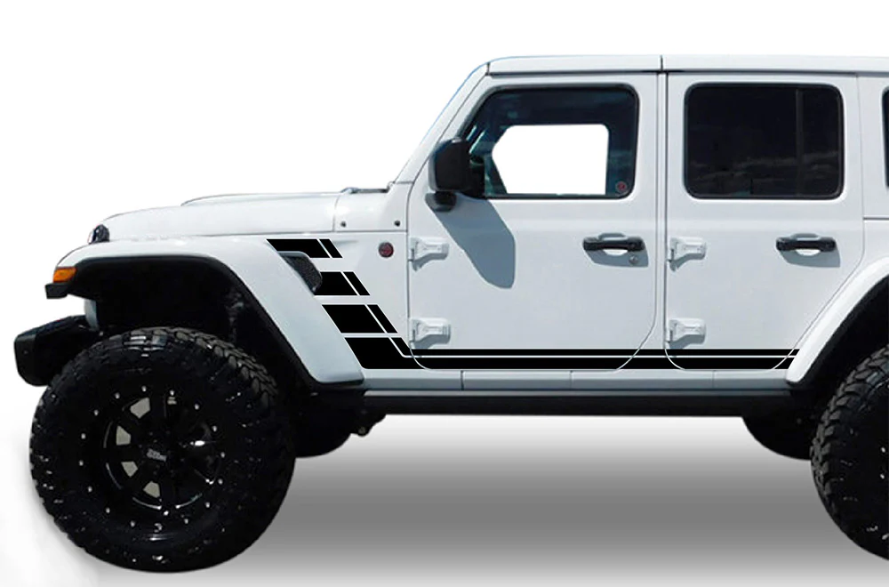 Rocker Stripes Graphics Kit Vinyl Decal Compatible with Jeep JL Wrangler