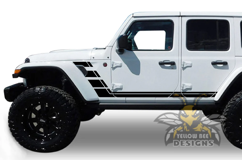 Rocker Stripes Graphics Kit Vinyl Decal Compatible with Jeep JL Wrangler - Image 2