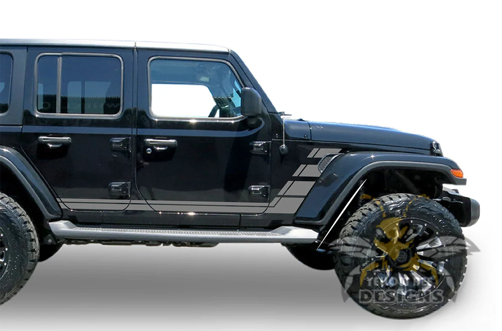 Rocker Stripes Graphics Kit Vinyl Decal Compatible with Jeep JL Wrangler - Image 3