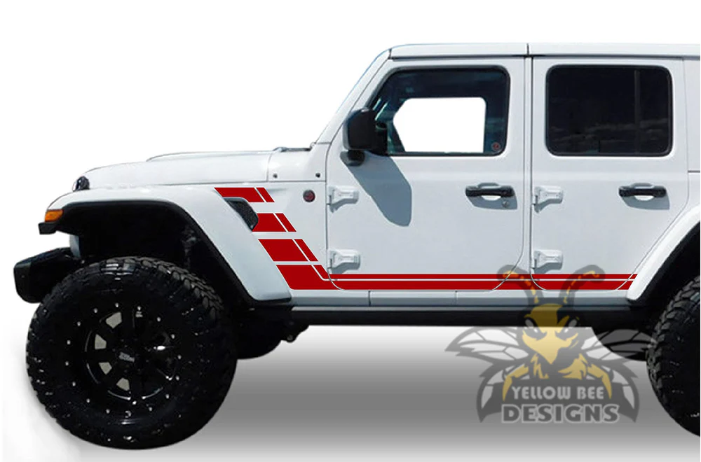 Rocker Stripes Graphics Kit Vinyl Decal Compatible with Jeep JL Wrangler - Image 4