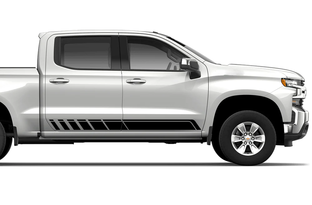 Rocker Stripes Graphics Vinyl Decals Compatible with Chevrolet Silverado 1500 Crew Cab