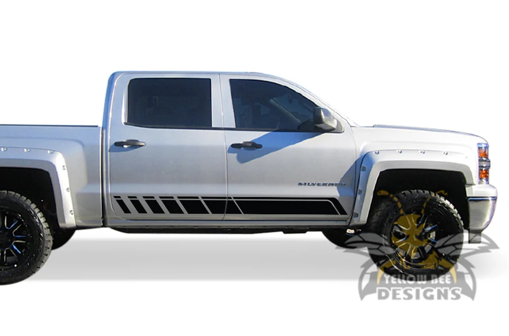 Rocker Stripes Graphics Vinyl Decals Compatible with Chevrolet Silverado 1500 Crew Cab - Image 2