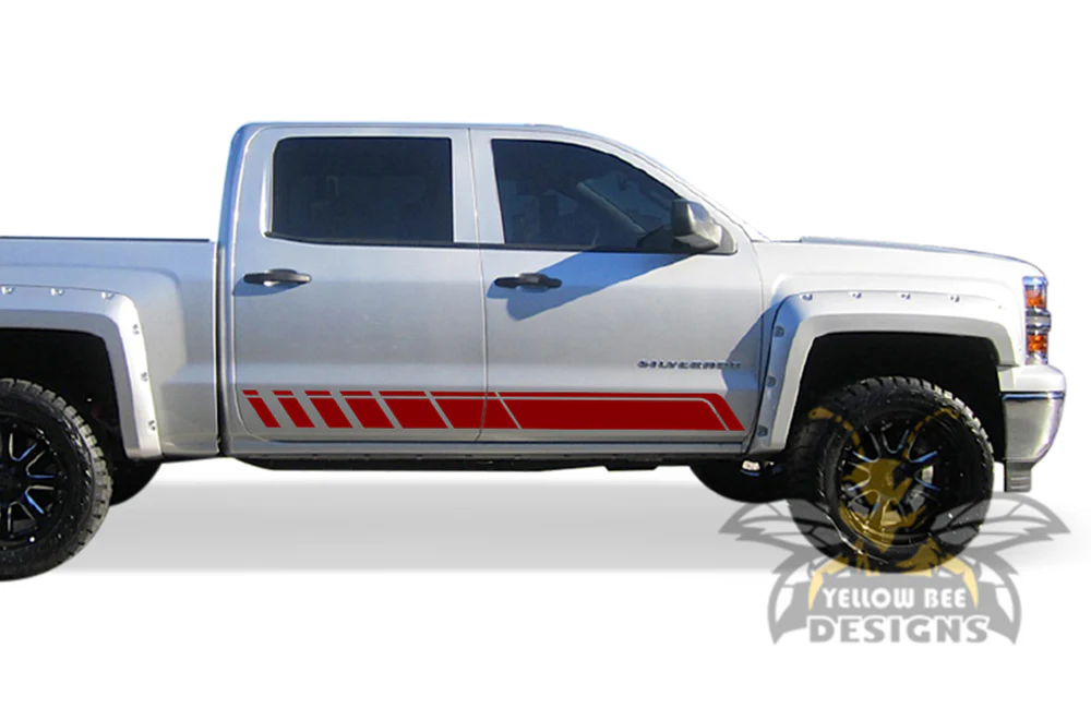 Rocker Stripes Graphics Vinyl Decals Compatible with Chevrolet Silverado 1500 Crew Cab - Image 4